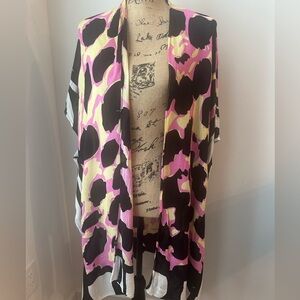 ComfyLuxe Abstract Print Long Kimono, OS
